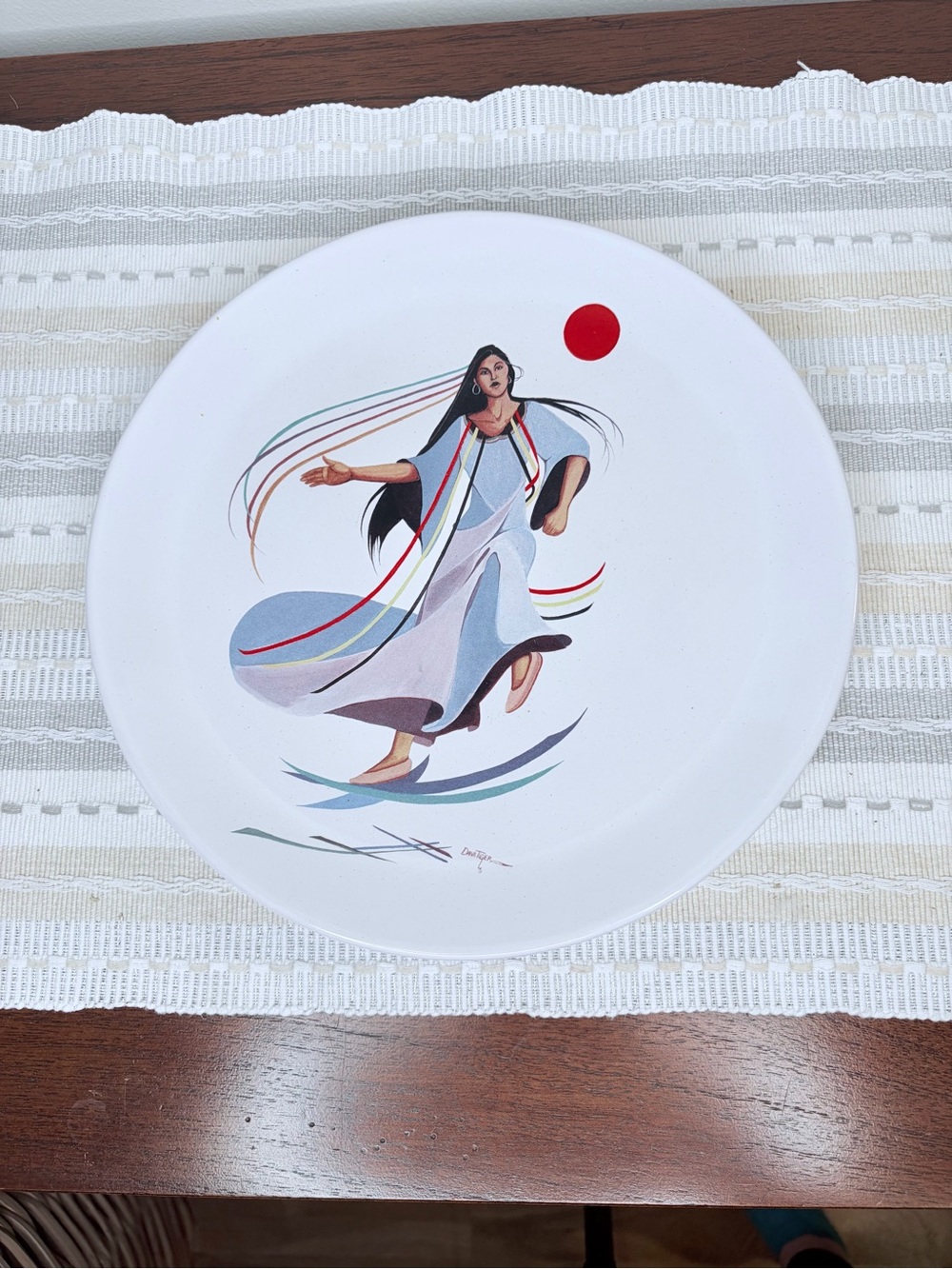 Frankoma Dana Tiger Artist Signed and Numbered Dancing Native Figure and Red Sun